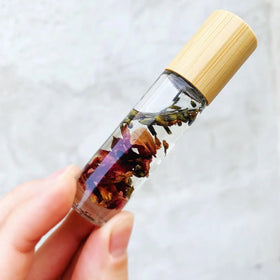 Glass Roll On Perfume Wood Cap 10ml Roll On Bottle Transparent Glass Perfume Essential Oil Serum Roller Bottles With Bamboo Cap