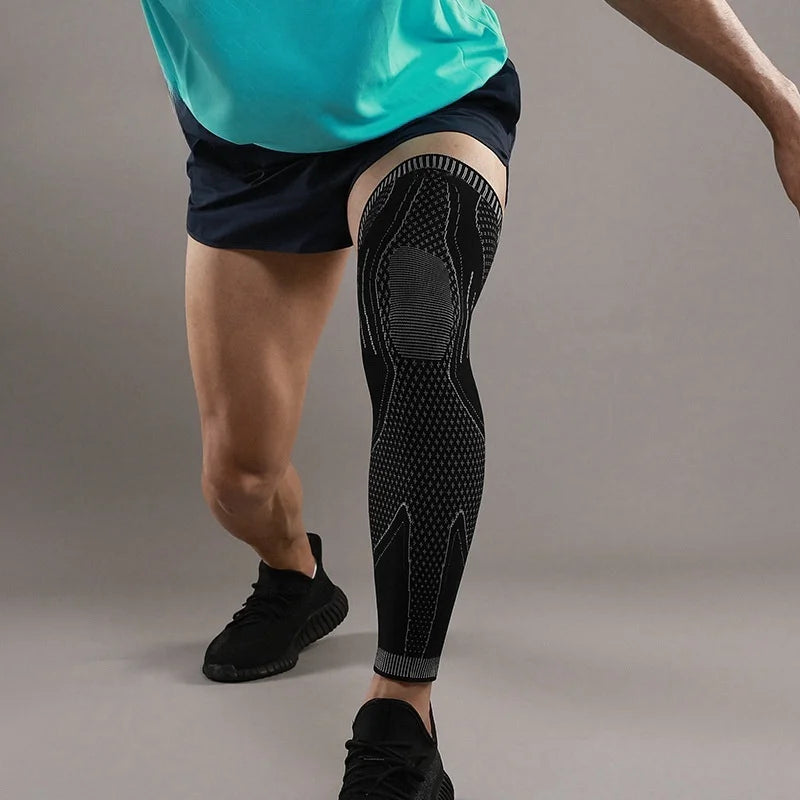 Sports Long Leg Brace for Running Basketball Gym Fitness Leg Support Brace Pads Reduce Fatigue Leg Sleeve