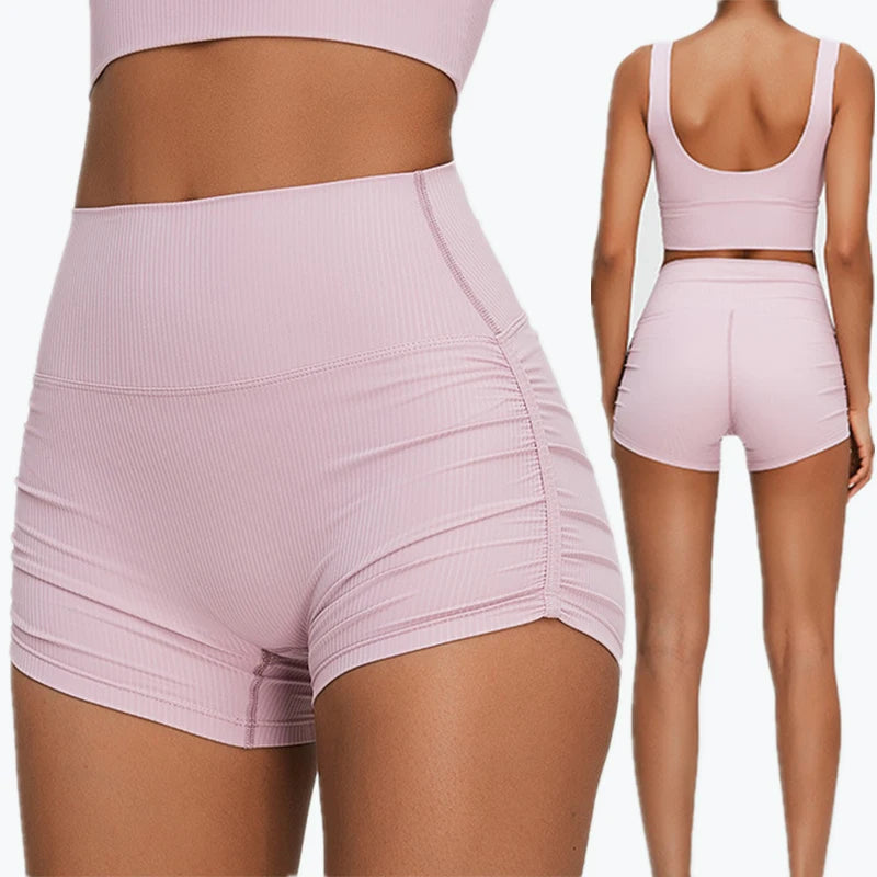 New Wrinkled Sweatpants Tight Hip-Hugging Gym Shorts Quick Drying Women's Shorts Women's Clothing Ropa De Mujer