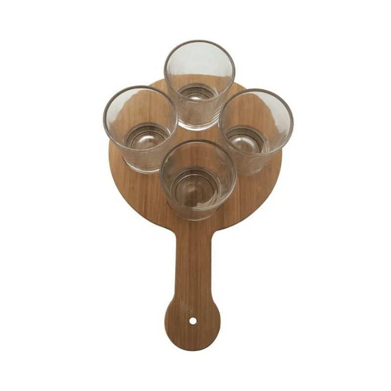 Natural Bamboo Beer Glass Shot Wooden Paddle Beer Drink Wooden Flight Board MegaBDM