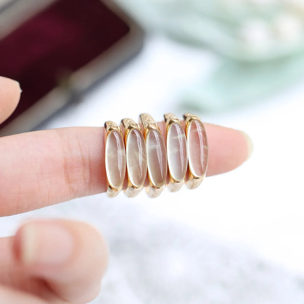 Natural Prehnite Ring for Women Gemstone Vintage Female Rings 925 Sterling Silver K Gold Plated Fine Jewelry Japan Style LAMOON