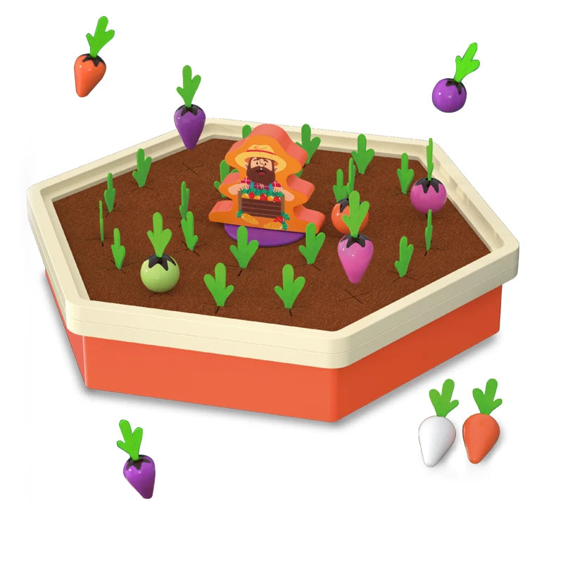 Montessori Education Plastic Color Shape Radish Turnip Memory Sorting Board Games Puzzle Harvest Felt Pull Carrot Toy