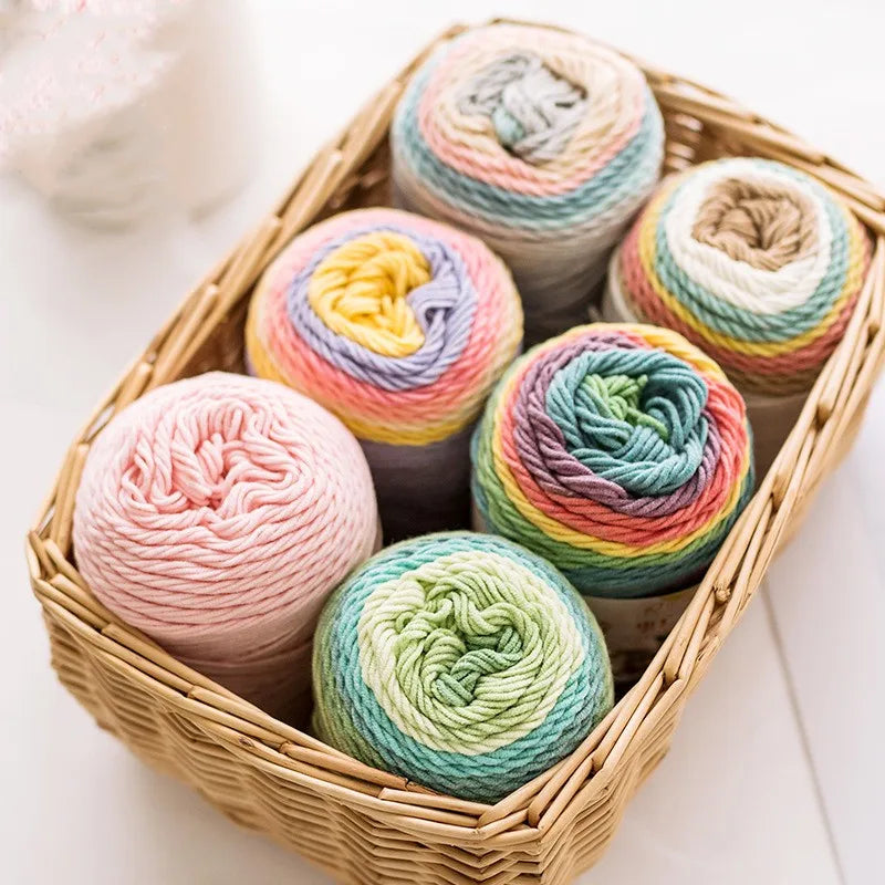 Wholesale 5ply rainbow Yarn Gradient Color Cake Thread 100g Sweater Scarf Hat Hand Knitting Milk Cotton Yarn