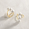 Fashion Hot Sale Samoa 3 Pcs White Shell Pearl Adjustable Gold Rings for Women Gift