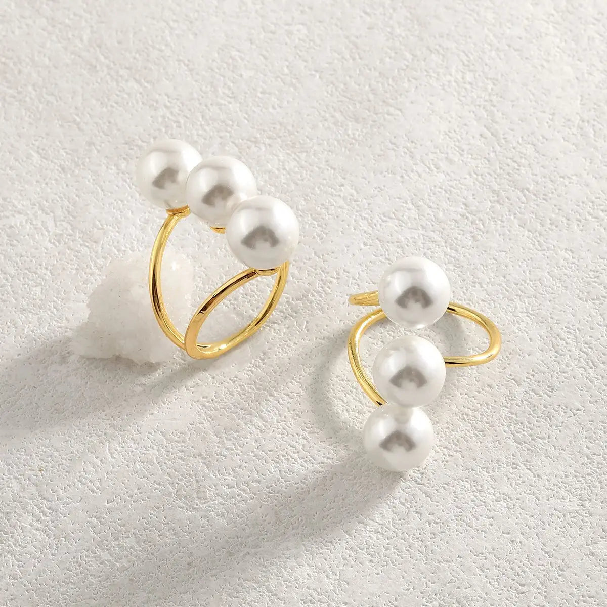 Fashion Hot Sale Samoa 3 Pcs White Shell Pearl Adjustable Gold Rings for Women Gift