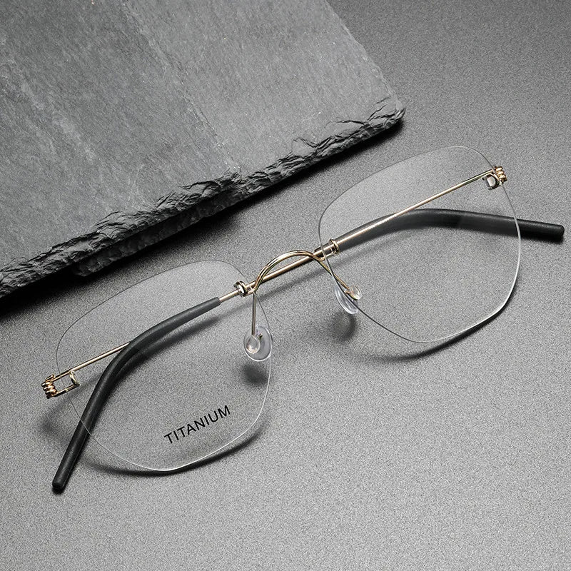 SH358 Rimless Metal Titanium or Eyeglasses Frames Men Women Titanium Eye Glasses Frames