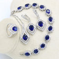 Classic Sapphire Platinum Plated Bridal Jewelry Sets for Women Engagement Anniversary Wedding Party Gift Set Earrings Bracelet
