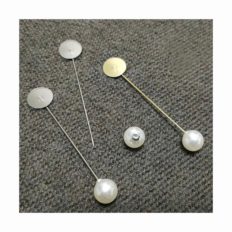 10mm 12mm 14mm 16mm Loose Pearl Jewelry Material Accessories Long Pin Round Gold Silver Plate Pearl for Brooch Corsage Making