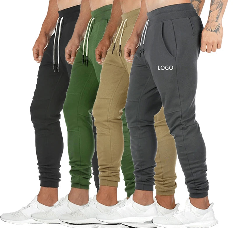 Custom Logo Slim Fit Gym Wear Elastic Waist Men's Cotton Sweatpants Sports Joggers Trousers for Men Pants