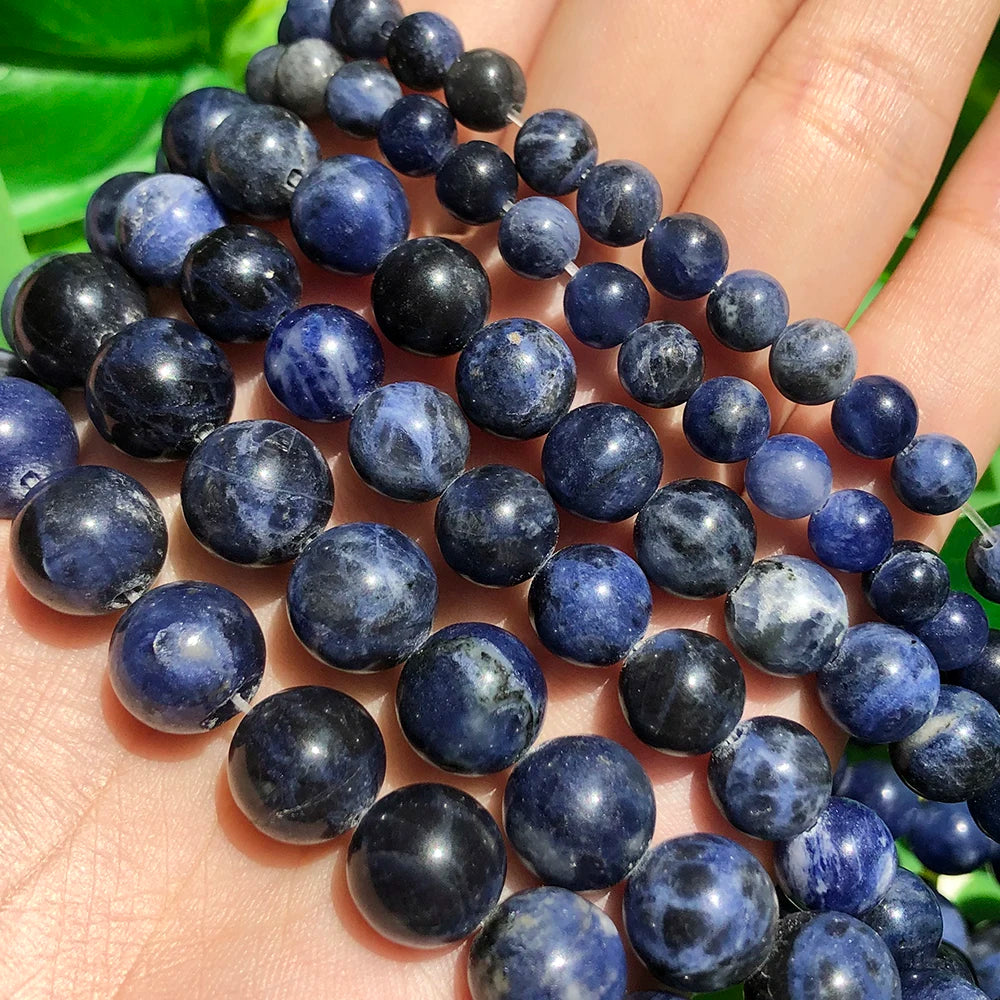 Wholesale Old Blue Sodalite Stone Beads 4/6/8/10/12mm round Loose Beads for Jewelry Making Smooth Surface