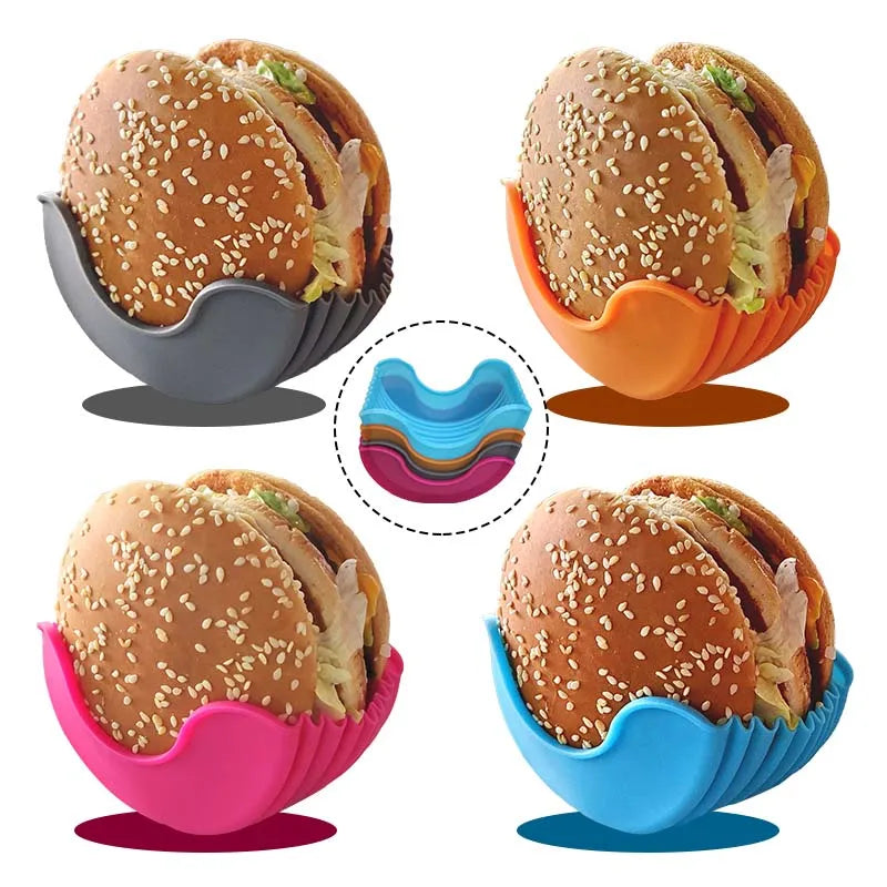 In Stock Cheap Price Retractable Burger Holder  Reusable Hamburger Box Silicone Rack