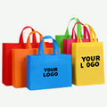 Biodegradable Custom Logo Printed Reusable Non Woven Fabric Tote Bag Wide Carry Grocery Shopping Bags with logo