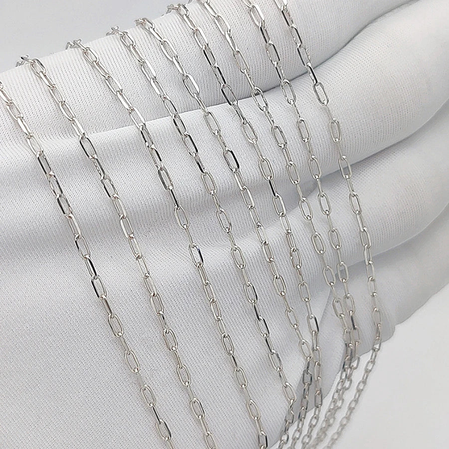 1.9mm Paper Clip Link Genuine Pure White Gold Real 9ct Gold Chain for Jewelry Making Per Meter Roll