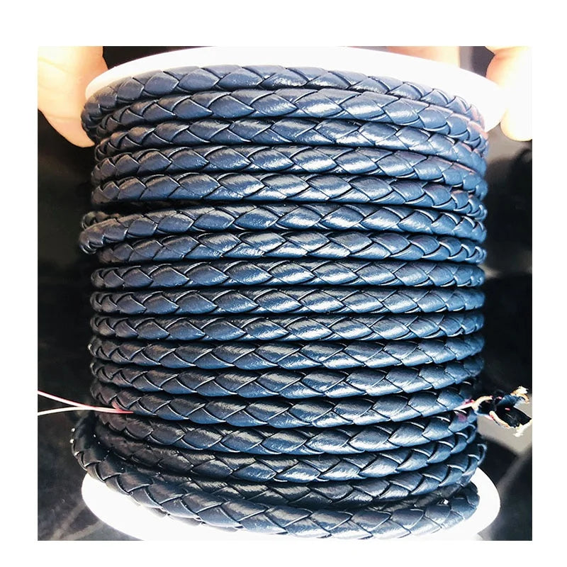 BMZ 2026 100% Fresh Material Woven Leather Cord Blue Multi Colors Leather Cord 5 mm Navy Sheep Leather Cord String