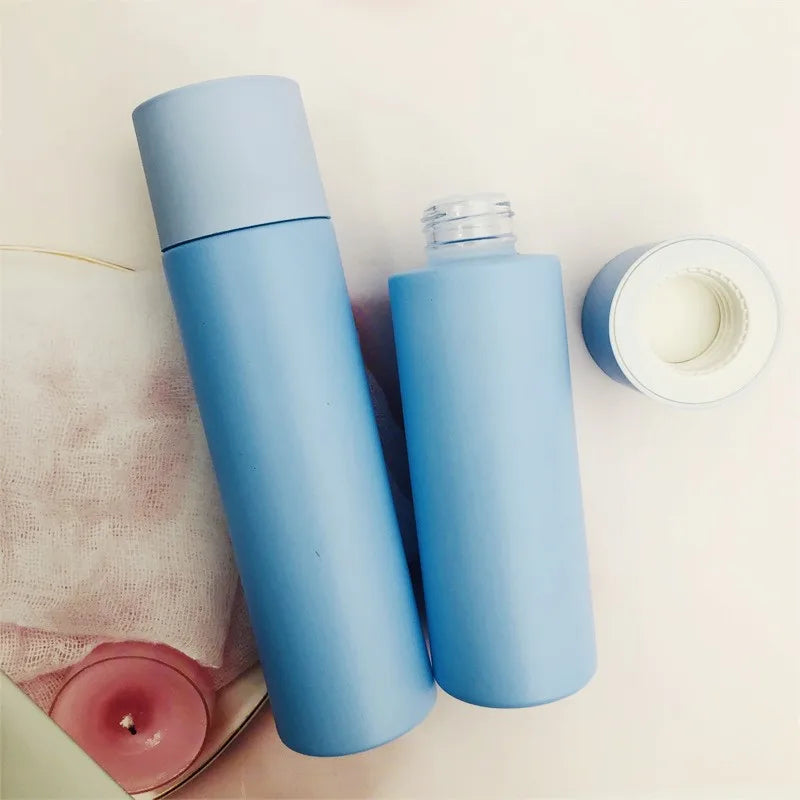 30ml 50ml 100 ml Glass Bottles for Cosmetics Matte Blue Custom Spray Bottle for Toner Deluxe Glass Pump Bottles