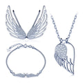 925 Sterling Silver Angel Wings Jewelry Set Ear Cuffs Bracelets Necklaces with Zircon for Wedding Engagement Gift Trendy Style
