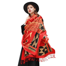 100% Pure Merino Wool Extra Large Pashmina Cashmere Scarf Shawl and Wrap for Women Luxury Winter Oversized Floral Blanket