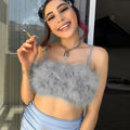 Amazon Best Sell Womens Y2K Fashion Crop Vest Ladies Stretch Wrap Fur Top