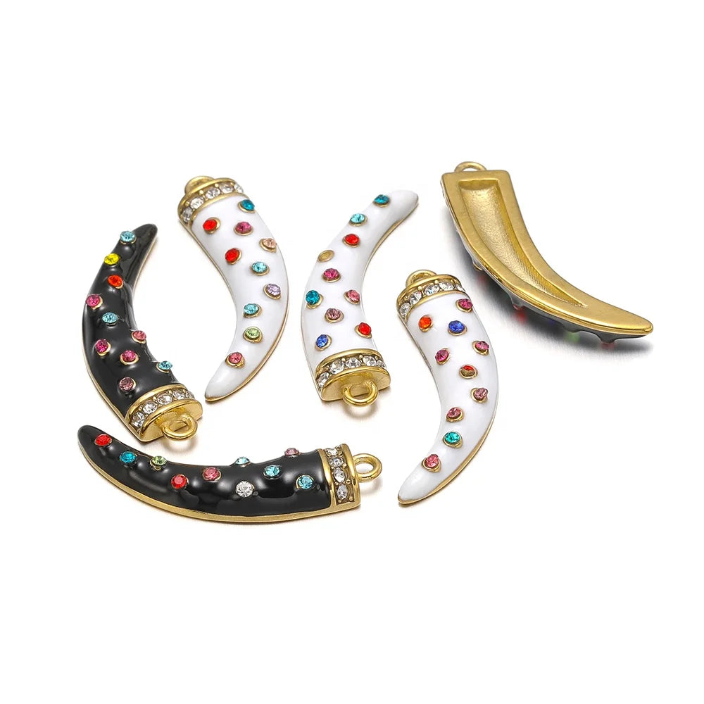 Luxury Big Horn Dripping Oil Dot Drill Pendant Jewelry Charms Diy Jewelry Components Handcrafts Accessories