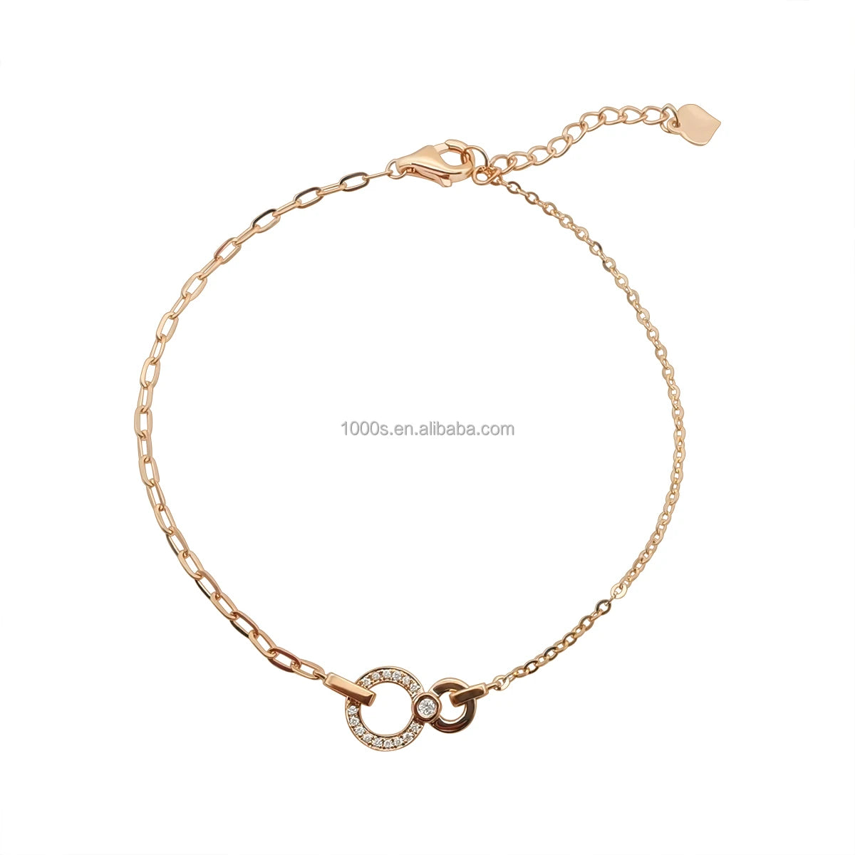 Wholesale Luxury Design 18K Real Gold Infinity Charms Bracelet Solid Gold with Diamond Jewelry Bracelet for Women Girls
