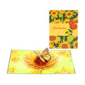 Vietnamese Style 3d Greeting Card Sunflower butterfly Pop up Card with Envelope
