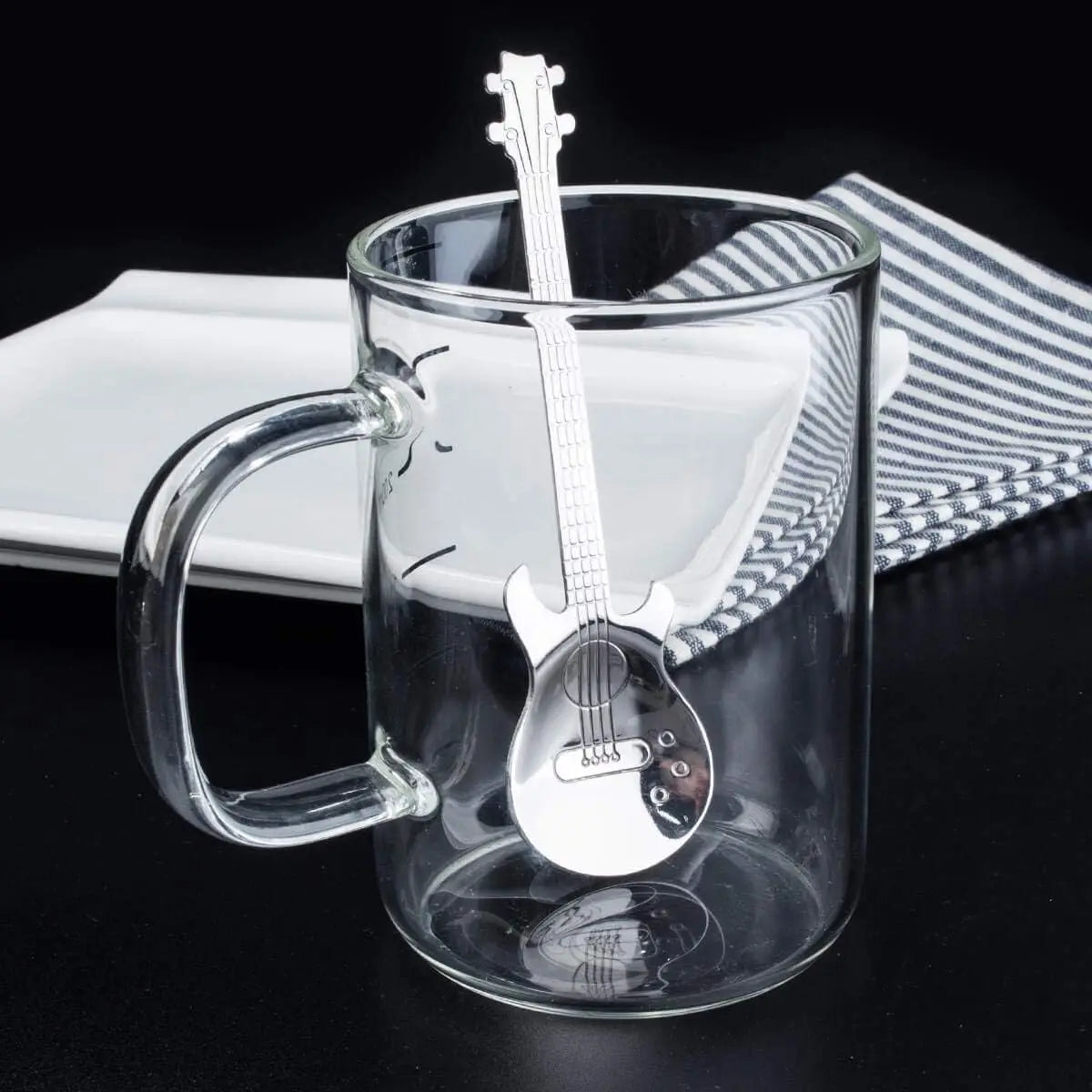 In Stock 304 Stainless Steel Guitar Spoon Christmas Coffee Tea Ice Cream Spoons for Dessert