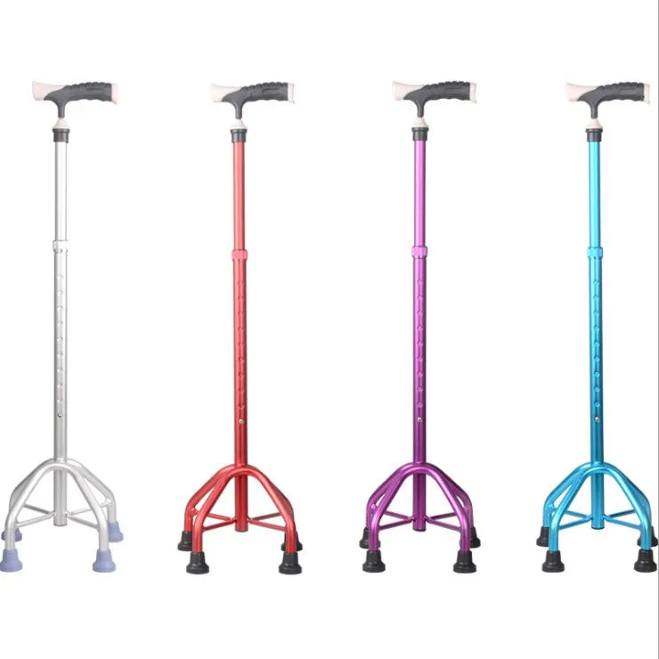Adjustable Four-Leg Aluminium Walker & Rollator with Ferrules Standing Walking Cane Stick