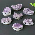 Wholesale Natural Healing Crystal Amethyst Cluster Hedgehog Carving for Decoration