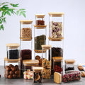 2025 Hot Sale Borosilicate Glass Jar in Bulk Jar Glass Kitchen Storage With Bamboo Wooden Lid