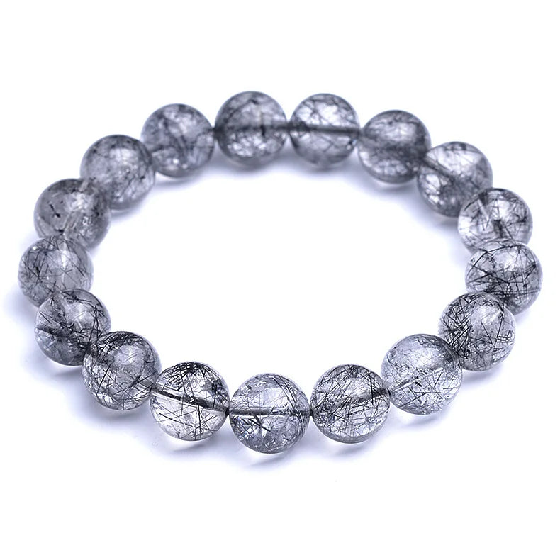 Natural Energy Spar Hair Crystal for Bracelet Dense Transparent Black Hair Strand for Anniversary Occasions