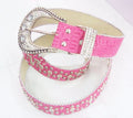 Wholesale 3.3cm 1.5" Width 3 Pieces Buckle Set PU Leather Fashion Fancy Metal studded Crystal Rhinestone Belt