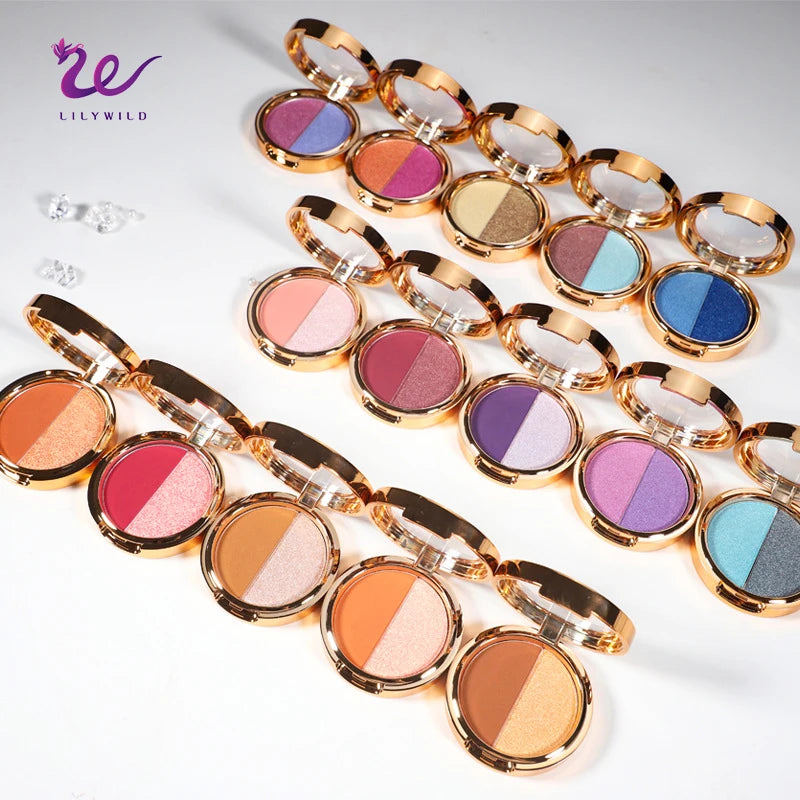 Wholesale Cheap Single Big Pigment Eye Shadow Vegan Primer Glitter Plastic Round Two Color Eyeshadow Palette