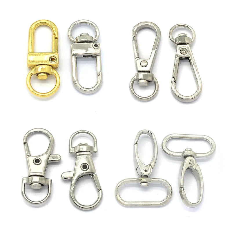 New Metal Keychain Shiny Silver Plated Lobster Claw Swivel Clasps for Key Ring
