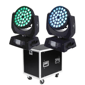 36x18w RGBWA UV 6in1 Zoom Wash Led Moving Head Light with Fly Case