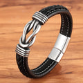 Fashion Stainless Steel Men's Leather Bracelet Stainless Steel Magnetic Snap Charm Bangles Birthday Party Jewelry Accessories