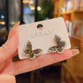 Retro Personality Cool Style Butterfly Earrings for Women Simple Sparkling Full Diamond Zircon Korean Jewelry Earrings