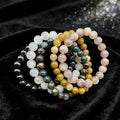 Custom Men Women Jewelry Gemstone Bangles Bead Bracelets Ring Mosaic Quartz Jade Healing Stone Natural Hematite Blue Moonstone