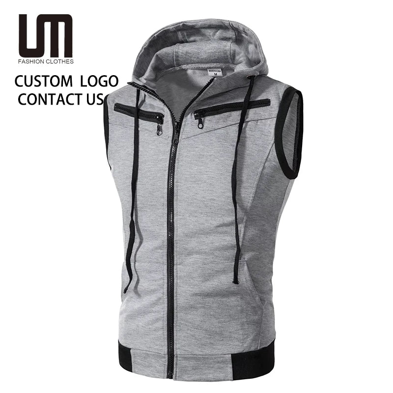 New Men Sleeveless Hooded Vest Jacket - Streetwear Zipper Waistcoat Plus Size 5XL Casual Fashion Outerwear Wholesale