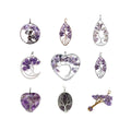 Fashionable Tree of Life Natural Amethyst Chip Stone Pendant Jewelry Copper Round Pendant for Jewelry Making