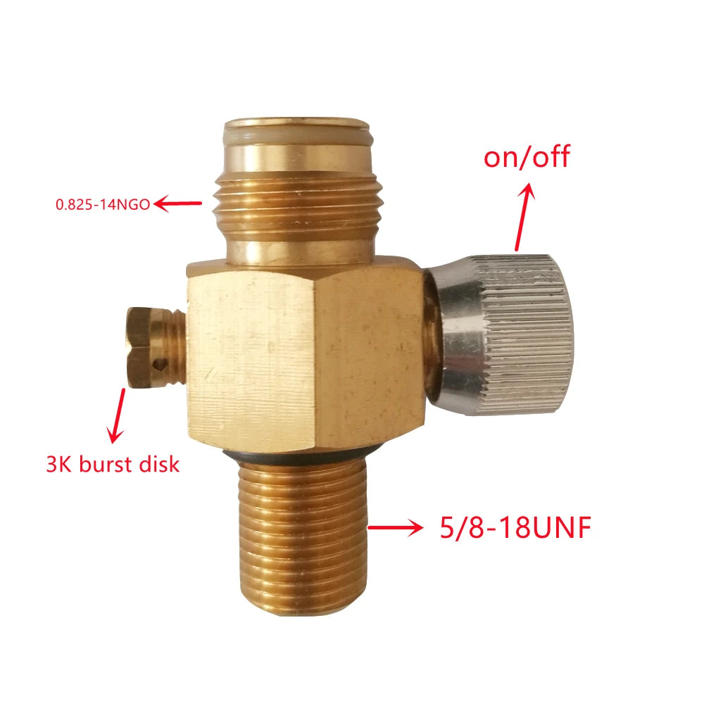 5/8''-18UNF Input Thread On/Off Valve for Paintball CO2 Cylinder Tank