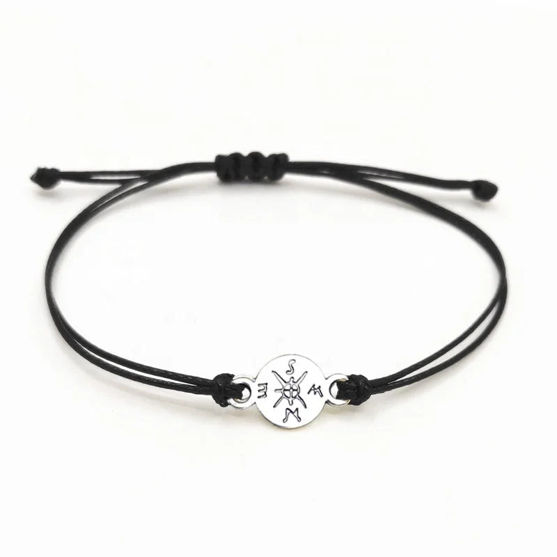 Wholesale Adjustable Handmade Wax Rope Knot Compass Graduation Season Friendship Bracelet for Gifts