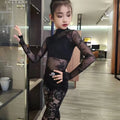 Children Black Latin Dance Top with Pants Set Training Dance WearJazz Latin Dance Figure Skating Performance Wear