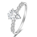 OAHLAN Fashion Jewelry 1.5CT Teardrop Promising Rings Pear Cut Cubic Zircon Copper Rings for Women Engagement Wedding Party Gift