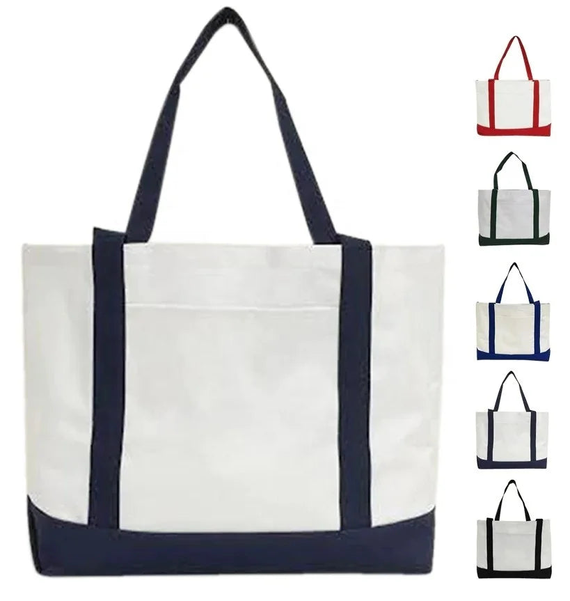 Beach Shopping Bags with Pocket and Top Zipper Closure Large Washable Lightweight for Wedding Birthday Gifts