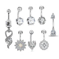 ZF Hot Wholesale Surgical Steel Belly Rings Claw Setting Inlay Technology Hypoallergenic Jewelry for Women and Girls' Wedding