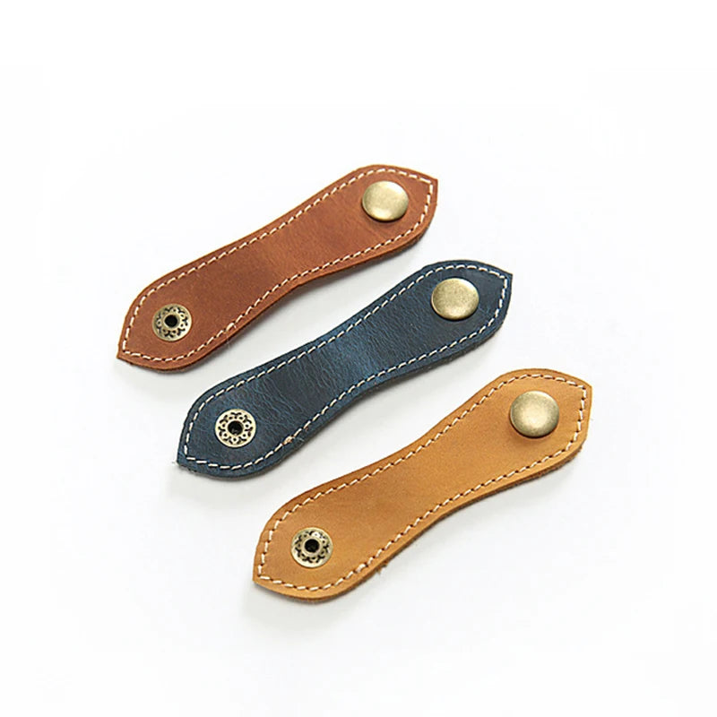 Wholesale Travel Leather Charger Cable Cord Organizer Wrap Strap Electronics Roll Case Gift Earphone Winder Wires Tie Holder