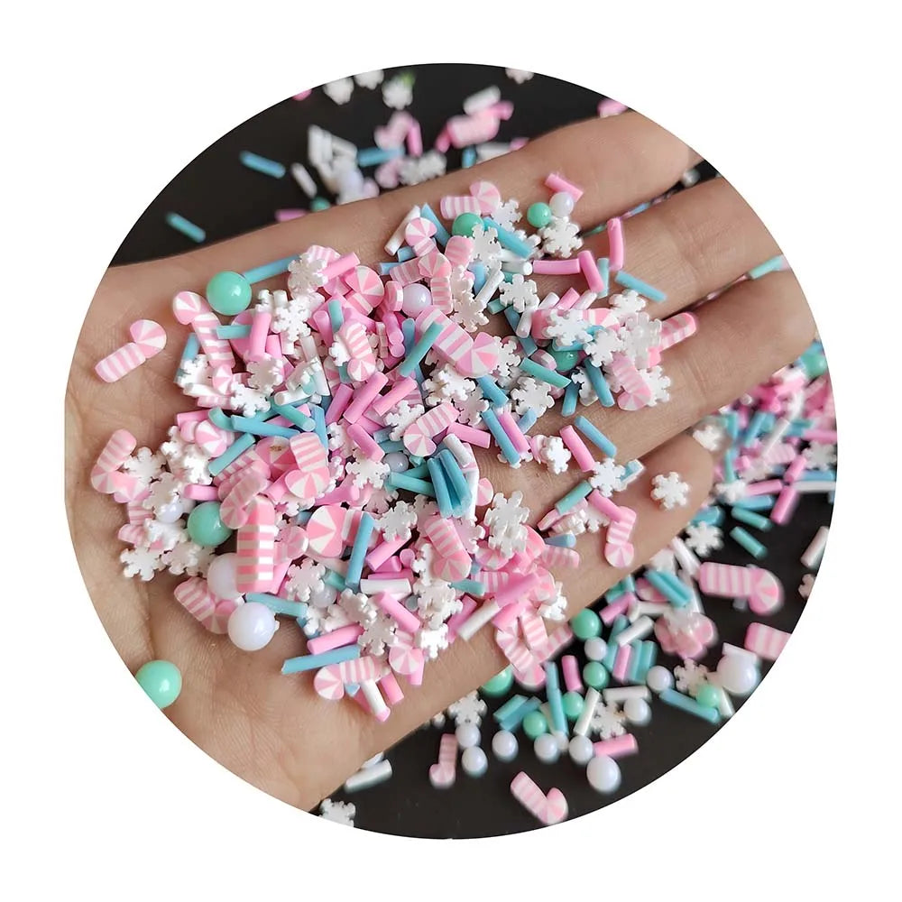 Candy Cane Snowflake Balls Polymer Clay Slices Mix Christmas Clay Sprinkles Clays for Resin Crafts and Slime Supplies