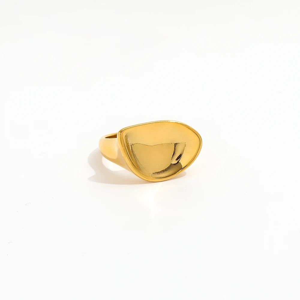 Waterproof Tarnish Free PVD 18K Gold Plated Hammered  Stainless Steel Rings Fashion Jewelry for Women Gold Jewelry