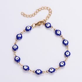 Bohemia Boho Adjustable Stainless Steel Turkish Jewellery Evil Eye Beaded Hand Bracelets for Women Men
