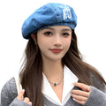 Niche Designer Hat Ladies Make Old Frilled Cowboy Berets Denim Beret Hat for Women